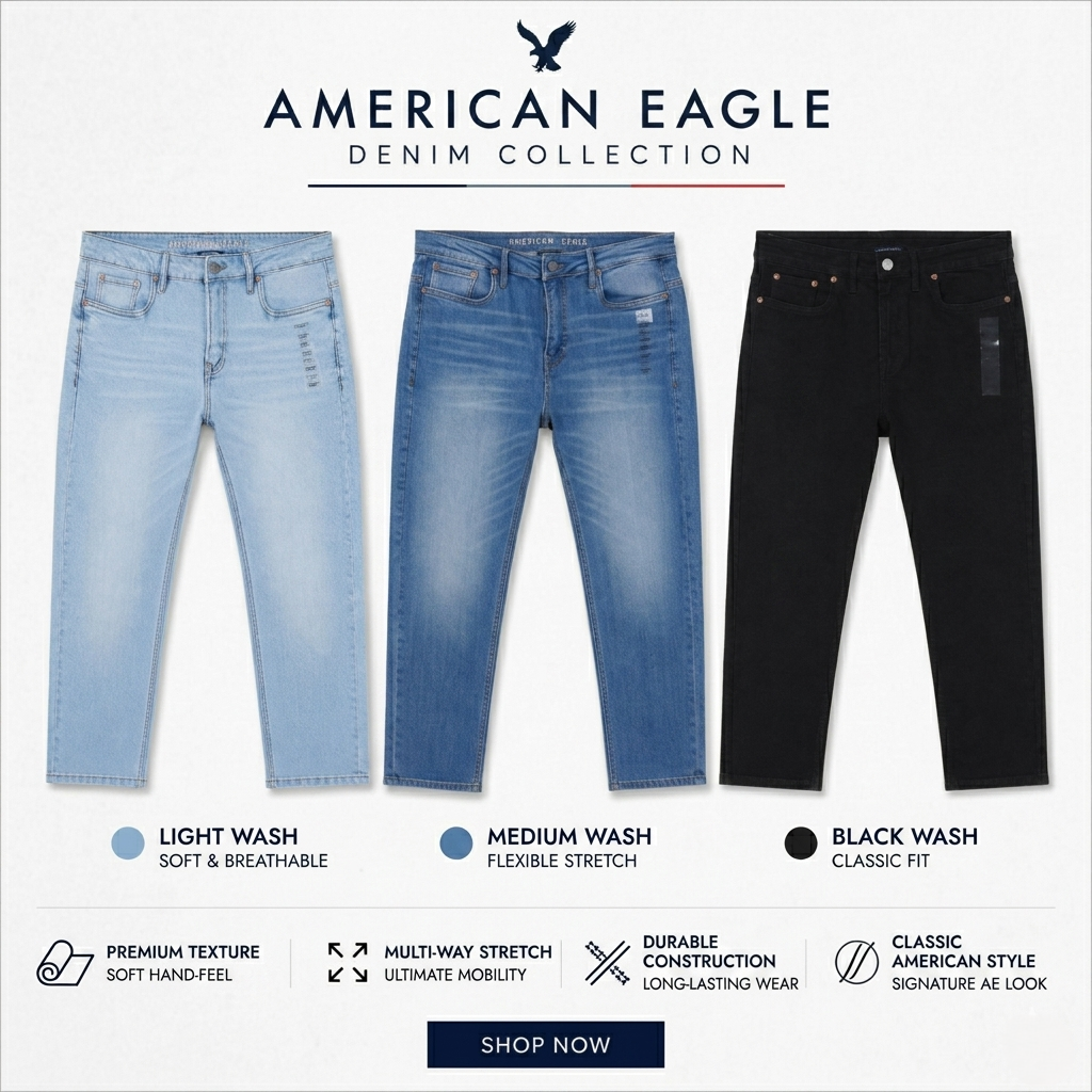 American Eagle Men’s Signature Denim Bundle (3 Pcs)